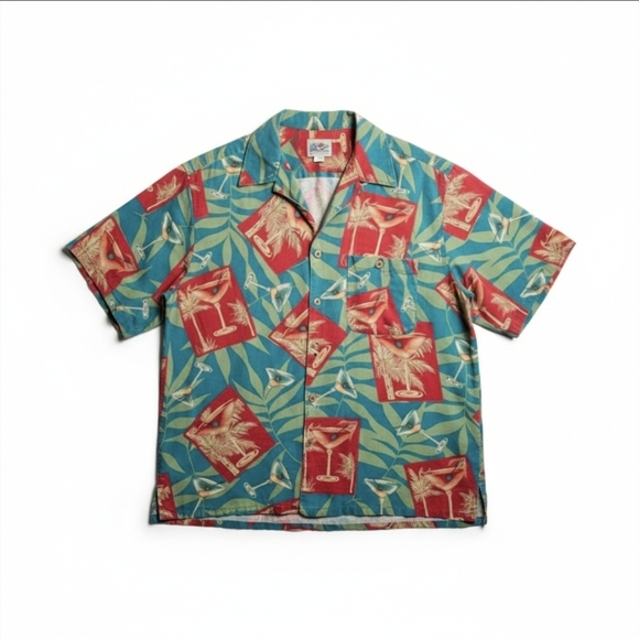 Banana Cabana Other - Banana Cabana Men's 100% Silk Hawaiian Martini Tropical Shirt Medium